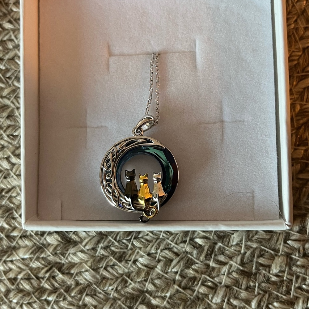 Silver and Gold Cat Pendant Necklace